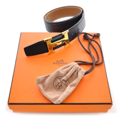 Hermes Leather Reversible H Belt Gold Black 70 7 of 7