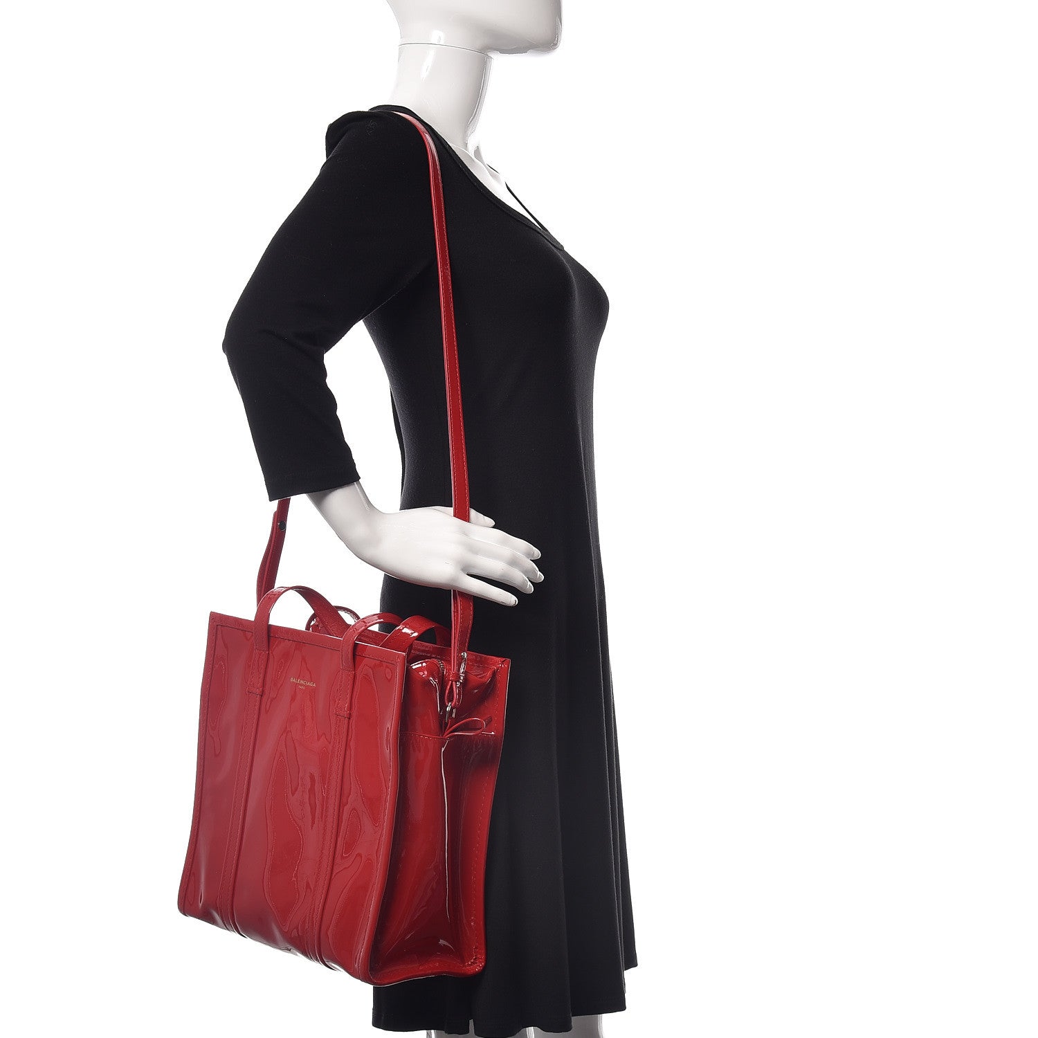 Balenciaga Patent S Bazar Shopper Tote Rouge Groseille 2 of 12
