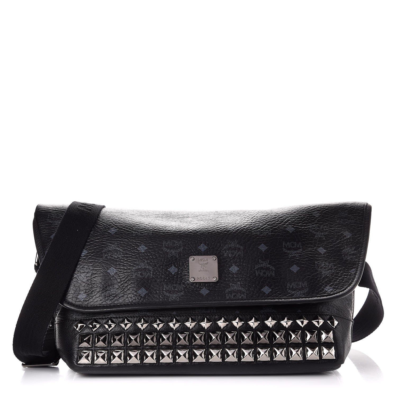 MCM Visetos Studded Messenger Black 1 of 18