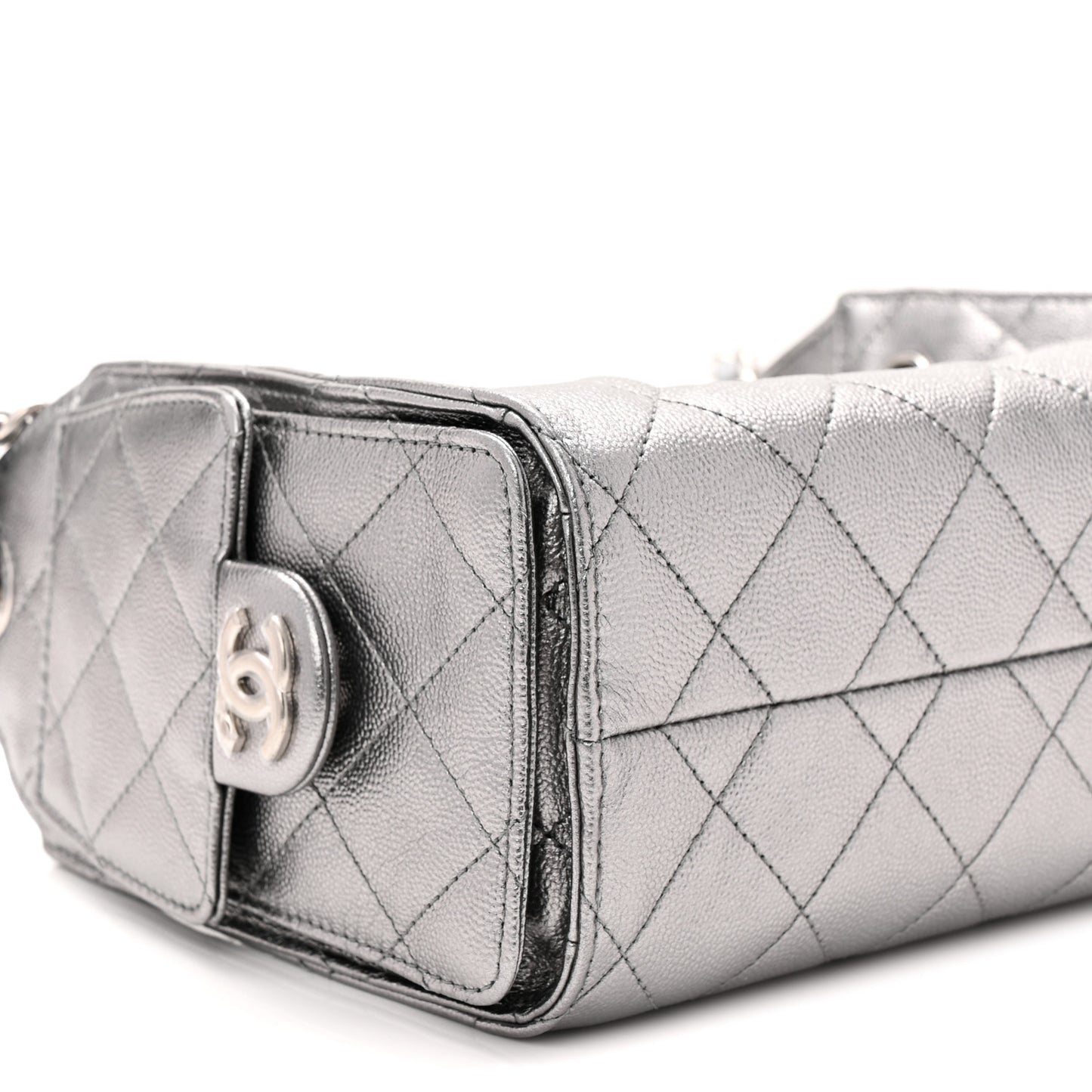 Metallic Caviar Quilted Mini Chanel 25 Handbag Anthracite