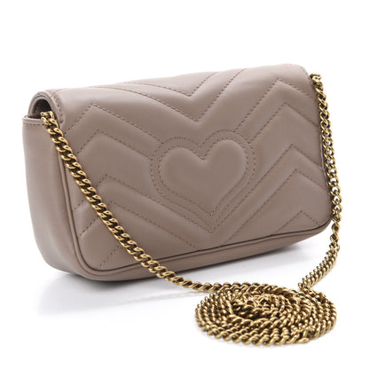 Gucci Calfskin Matelasse Super Mini GG Marmont Shoulder Bag Porcelain Rose 3 of 11