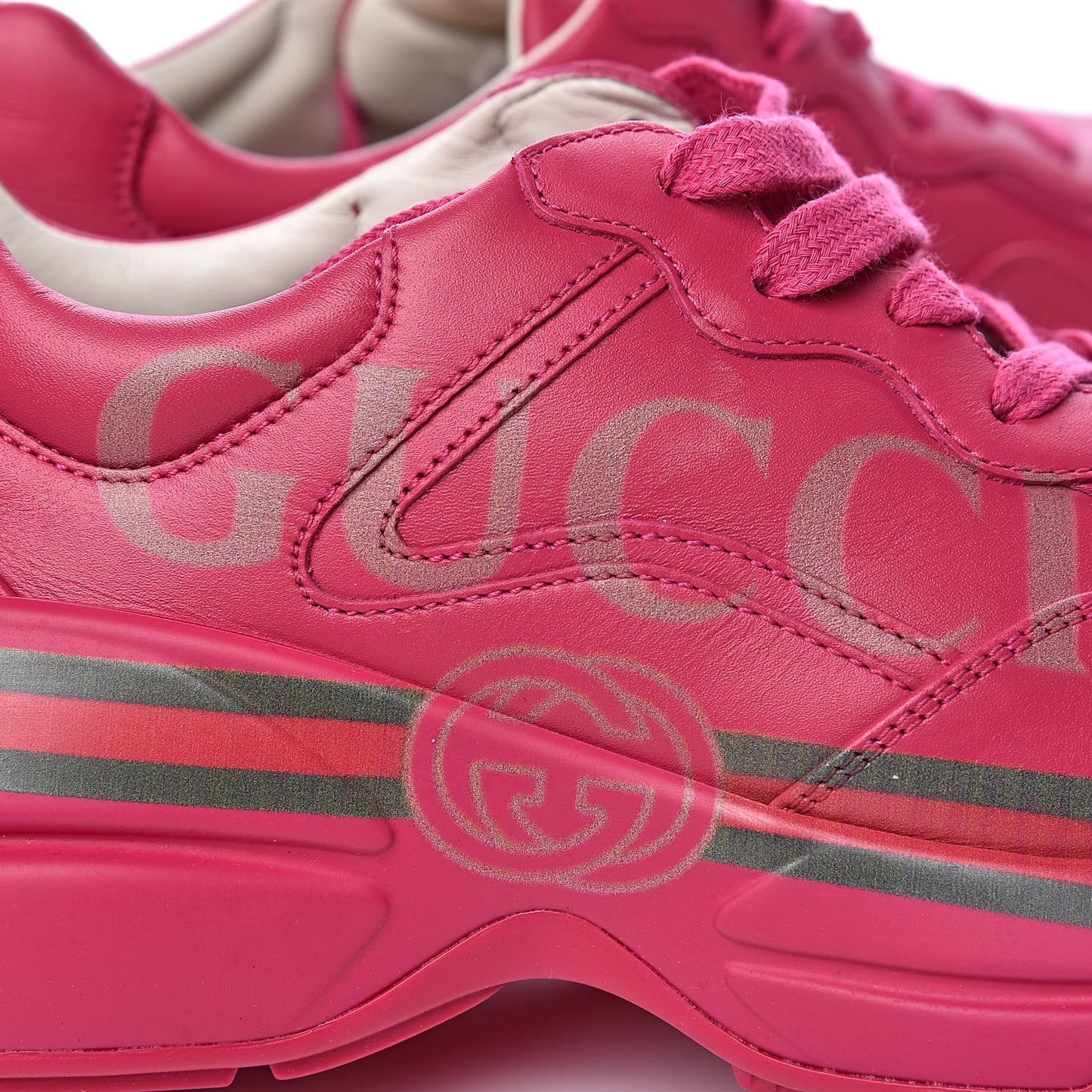 Calfskin Logo Womens Rhyton Sneakers 37.5 Box Pink