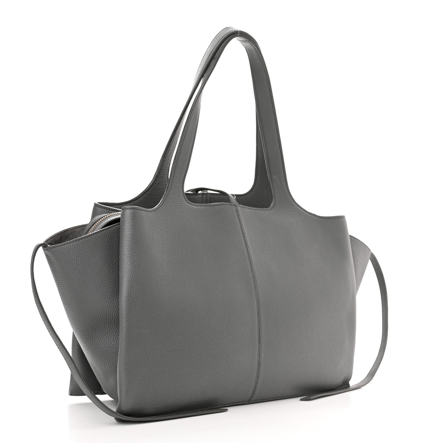 Baby Grained Calfskin Medium Tri-Fold Bag Grey