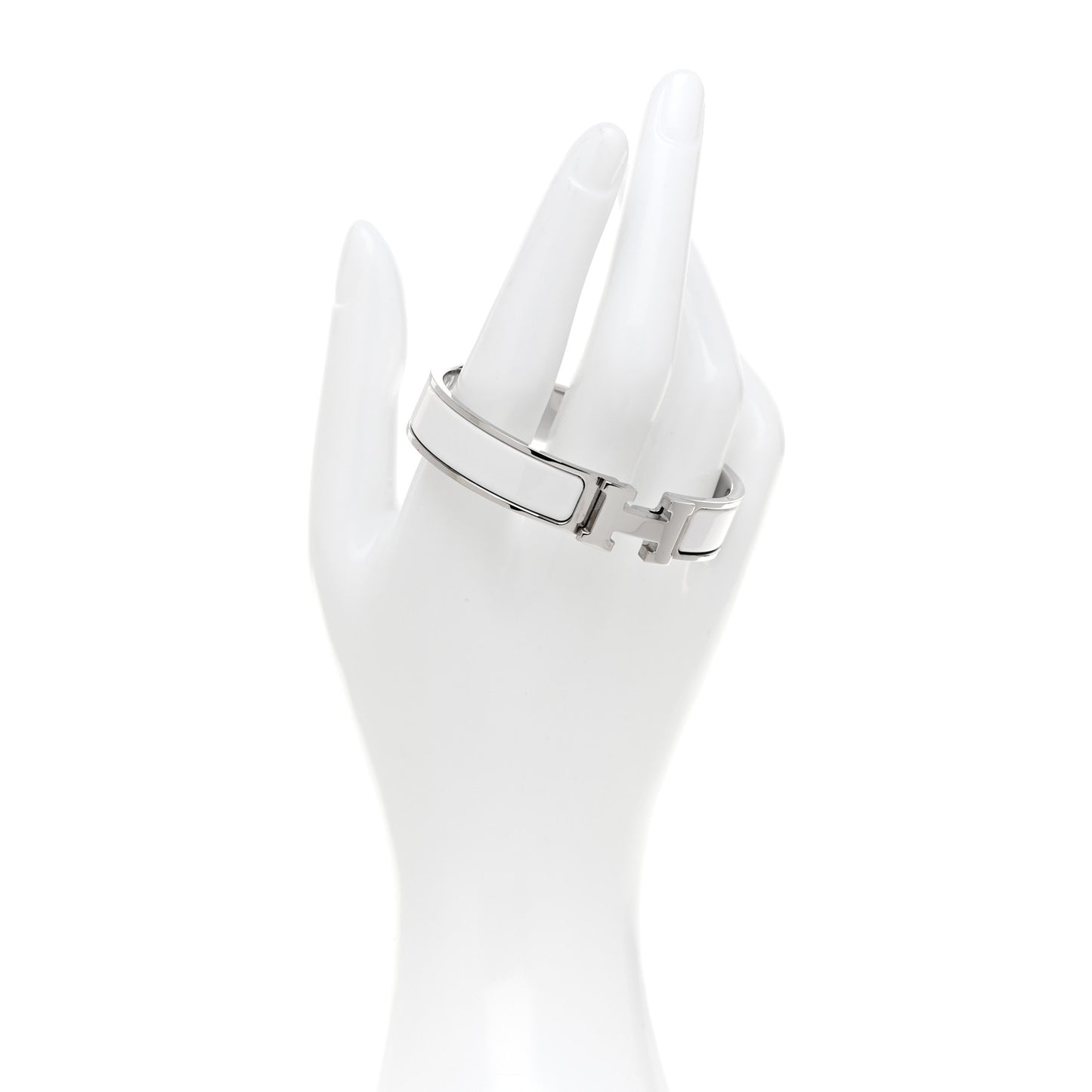 Enamel Narrow Clic Clac H Bracelet PM White