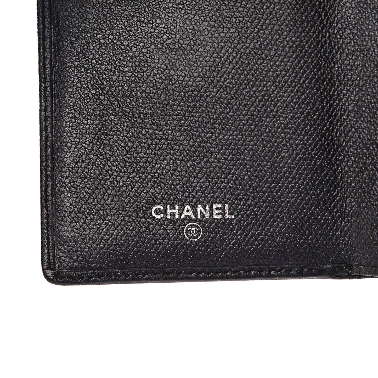 Grained Calfskin CC Button Flap Wallet Black
