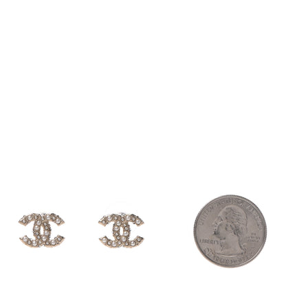 Chanel Pearl Crystal CC Earrings Light Gold 2 of 4