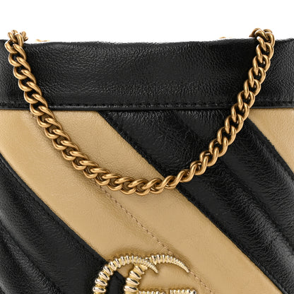 Gucci Azalea Calfskin Matelasse Diagonal Patchwork Mini Torchon GG Marmont 2.0 Bucket Bag Black Beige Romantic Cerise 8 of 11
