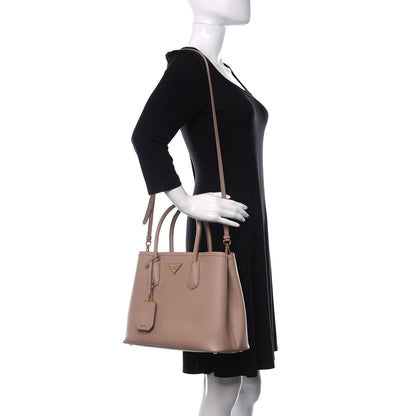 Prada Saffiano Cuir Medium Double Bag Cammeo Rosa 3 of 16