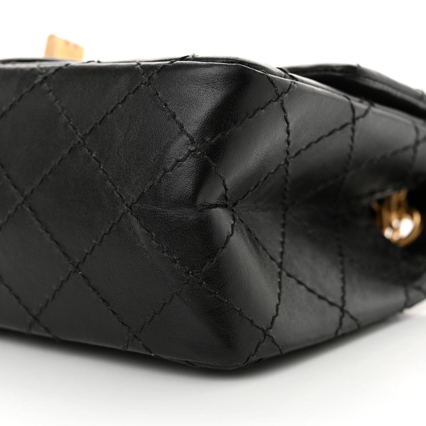 Aged Calfskin Quilted 2.55 Reissue Mini Flap Black