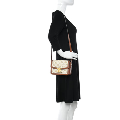 Celine Calfskin Triomphe Canvas Teen Triomphe Bag White 2 of 11