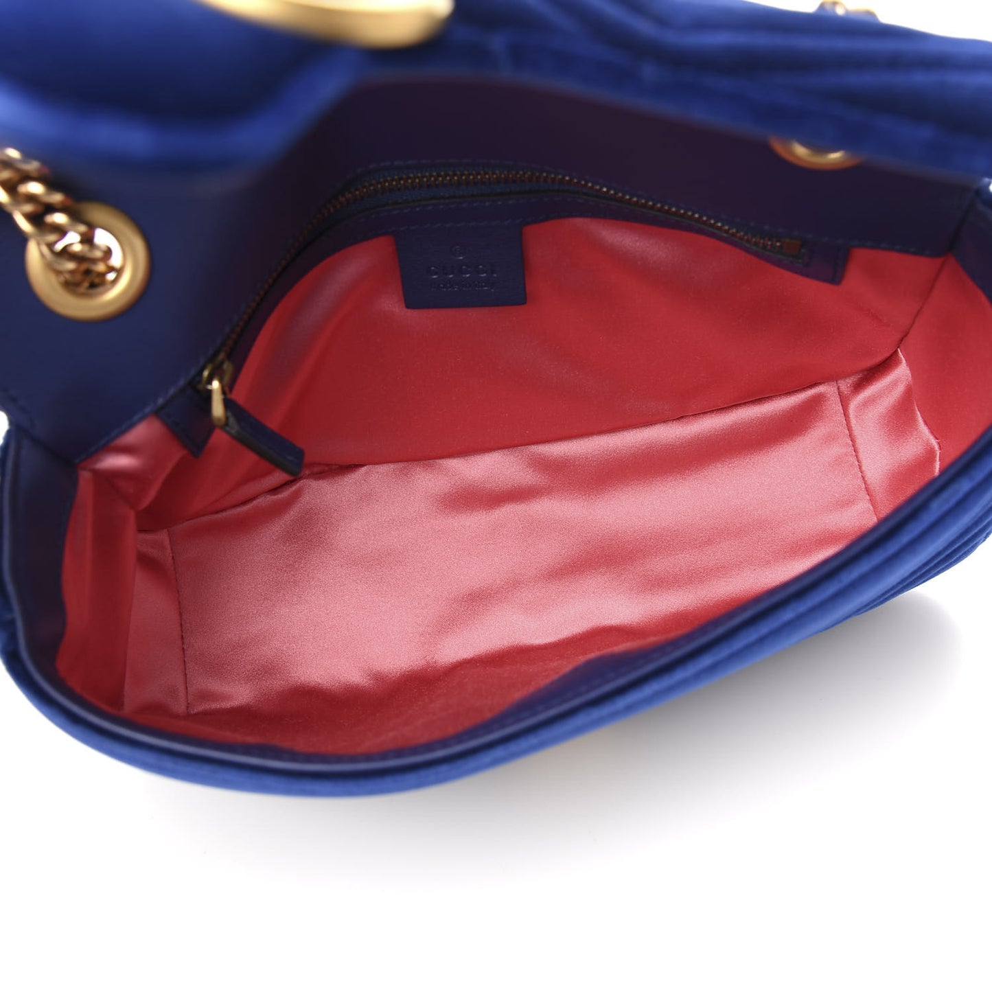 Velvet Matelasse Small GG Marmont Shoulder Bag Cobalt Blue