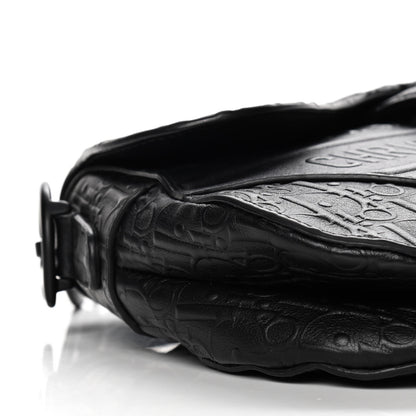 Christian Dior Calfskin Embossed Oblique Saddle Bag Black 7 of 13
