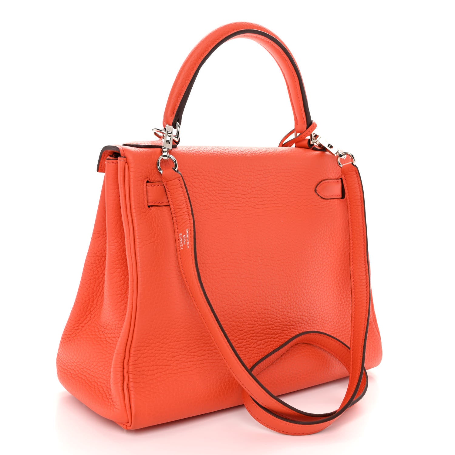 Hermes Taurillon Clemence Kelly Retourne 28 Orange Poppy 3 of 15