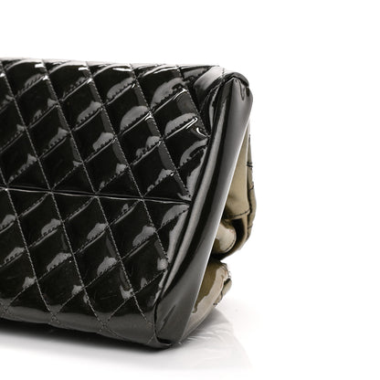 Chanel Metallic Patent Quilted Medium Just Mademoiselle Bowling Bag Green Degrade 10 of 12