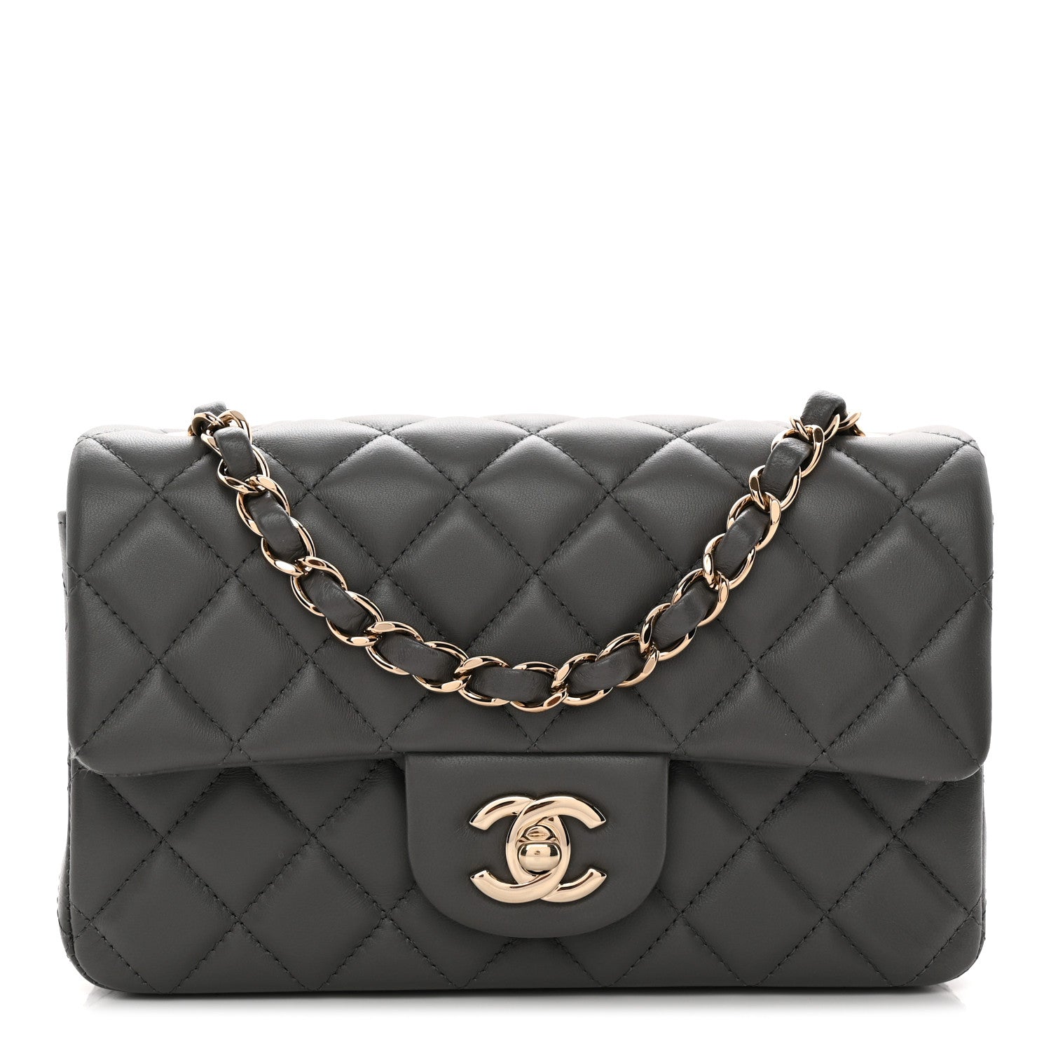Chanel Lambskin Quilted Mini Rectangular Flap Dark Grey 1 of 11