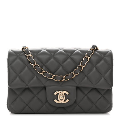 Chanel Lambskin Quilted Mini Rectangular Flap Dark Grey 1 of 11