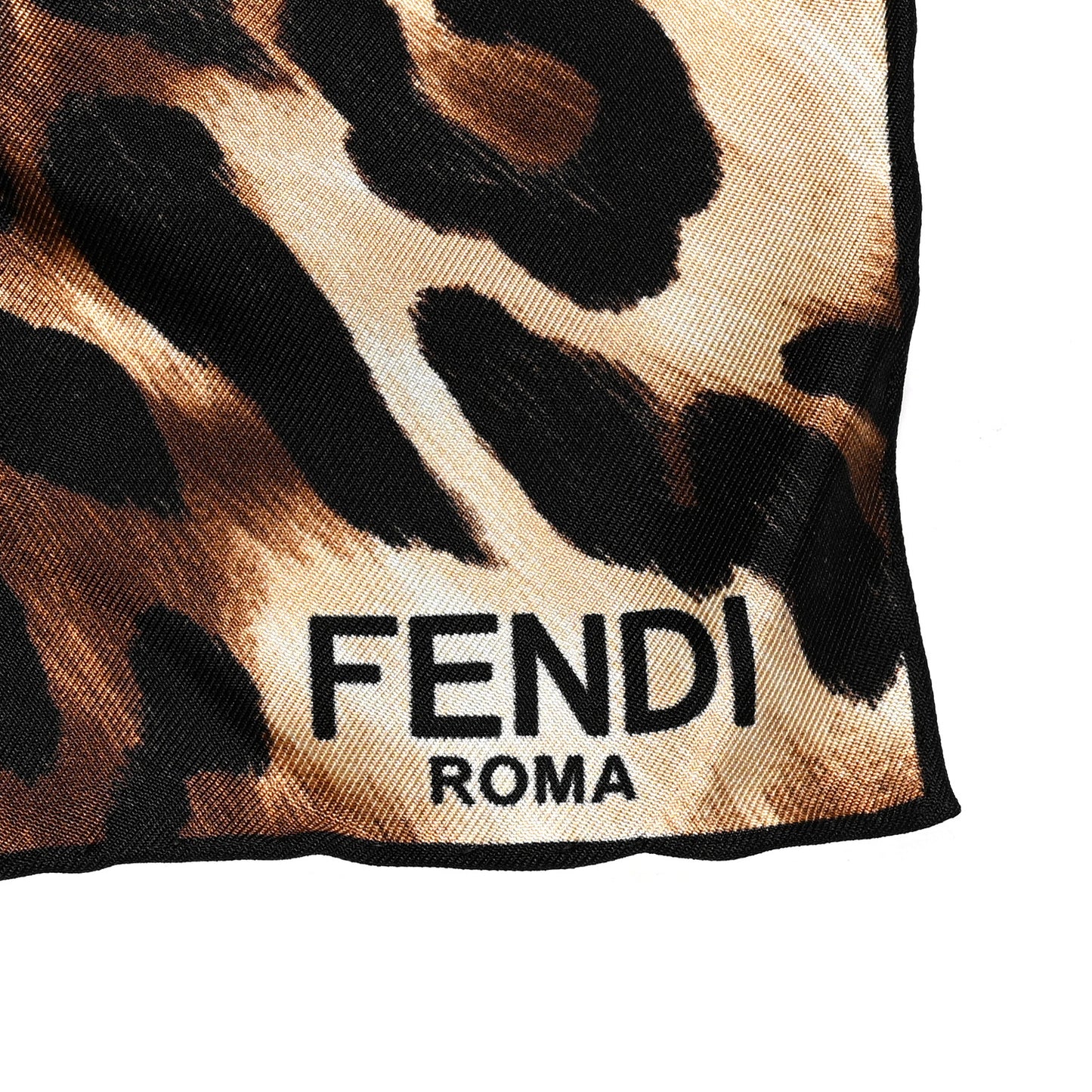 Silk FF Leopard Square Scarf Beige Black