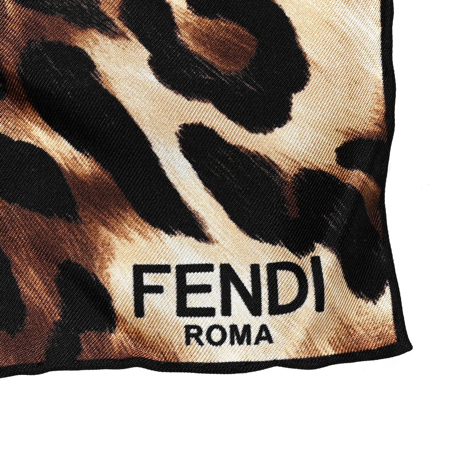 Fendi Silk FF Leopard Square Scarf Beige Black 2 of 3