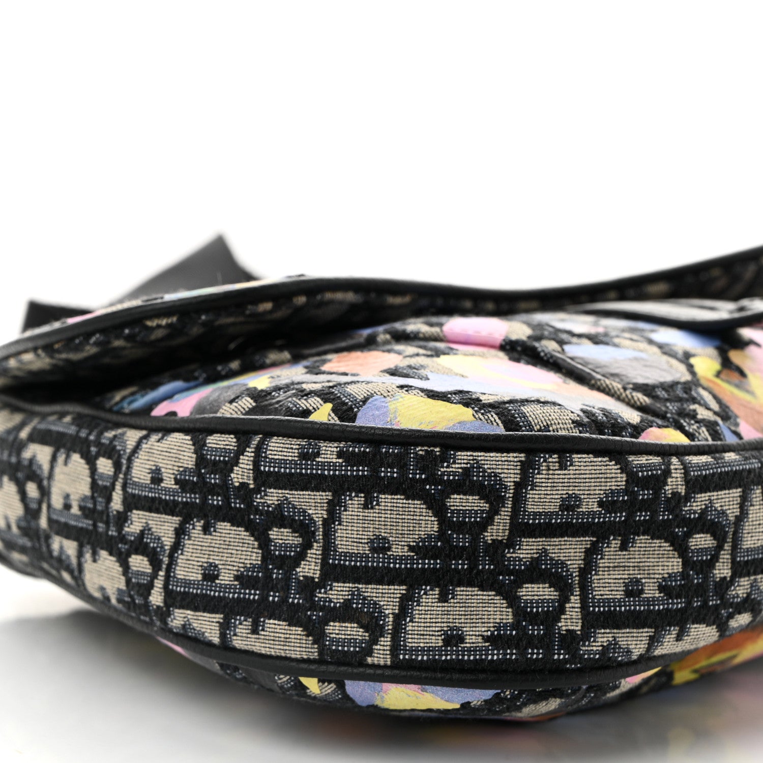 Christian Dior X ALEX FOXOTN Oblique Floral Print Mens Saddle Bag Blue Multicolor 8 of 11