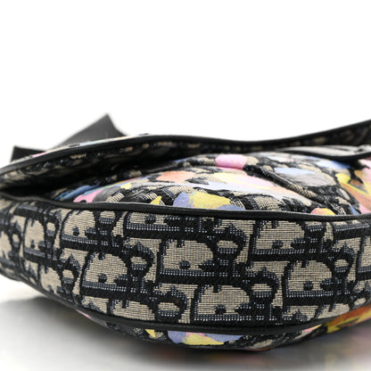 Christian Dior X ALEX FOXOTN Oblique Floral Print Mens Saddle Bag Blue Multicolor 8 of 11