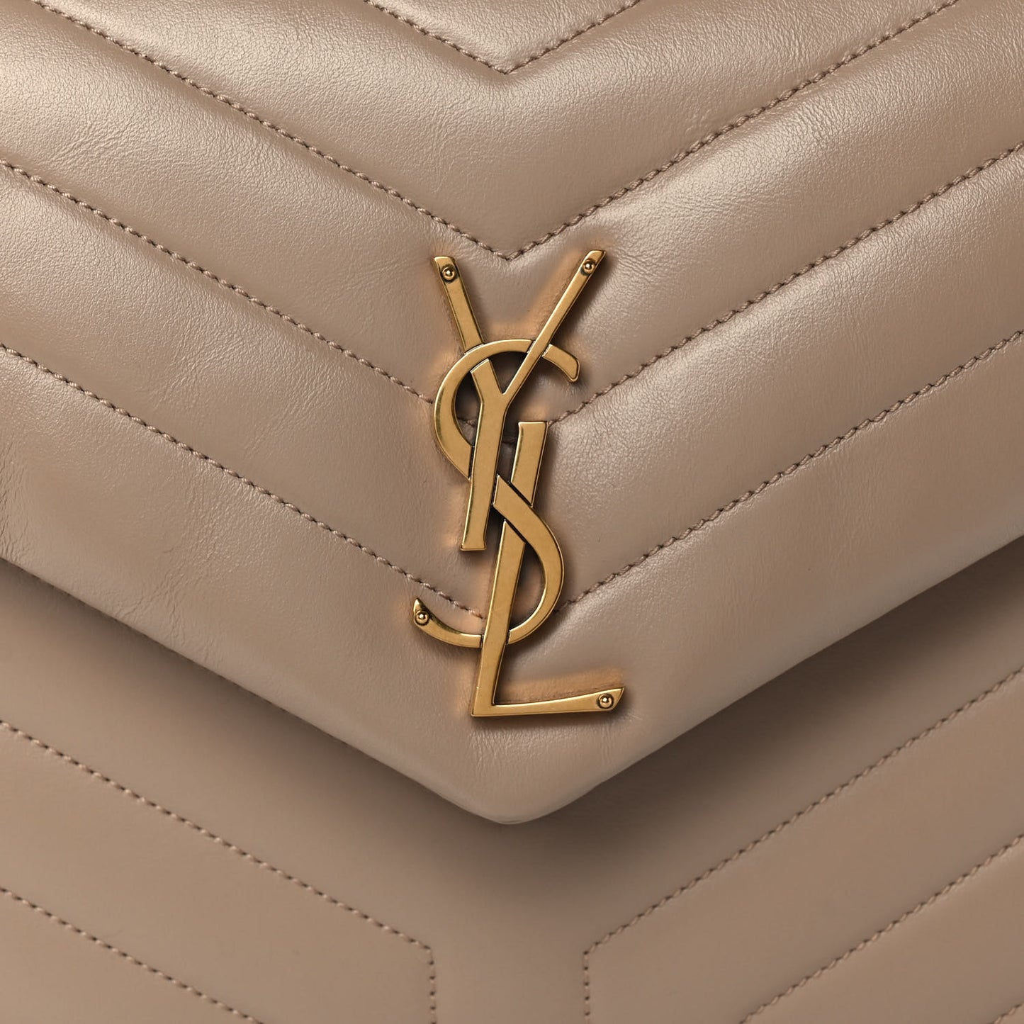 Calfskin Y Quilted Monogram Medium Loulou Chain Satchel Dark Beige