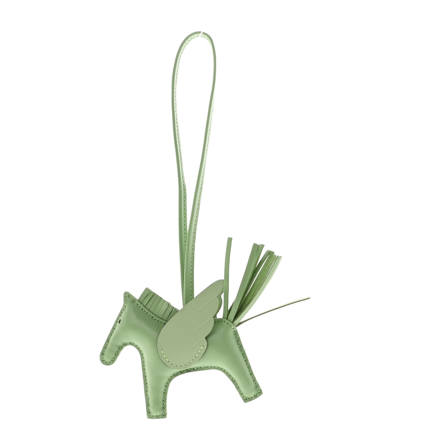 Milo Lambskin Grigri Rodeo Pegase Horse Bag Charm PM Vert Criquet