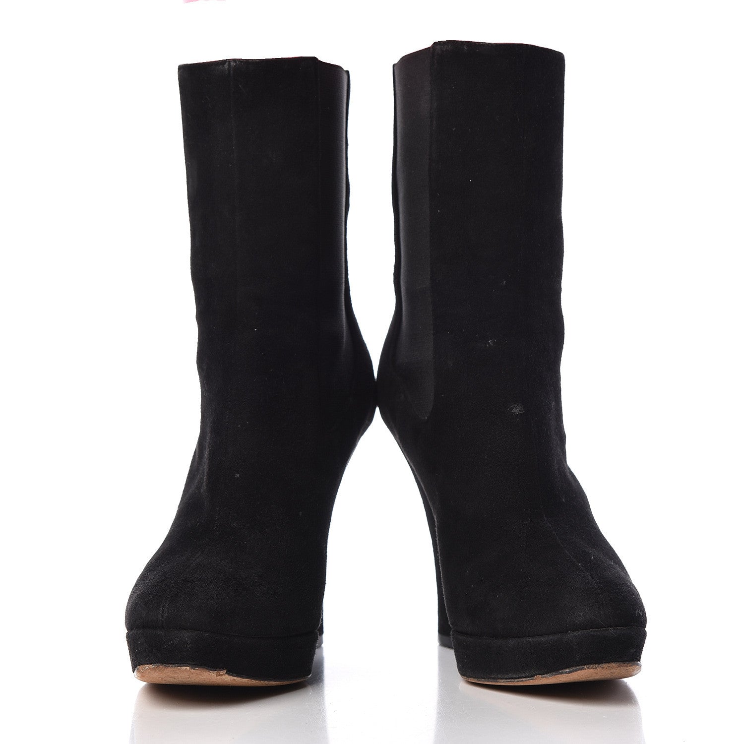 Gucci Suede Ankle Wedge Booties 37 Black 5 of 13