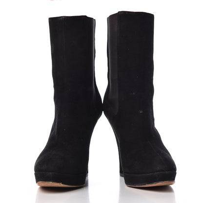 Gucci Suede Ankle Wedge Booties 37 Black 5 of 13