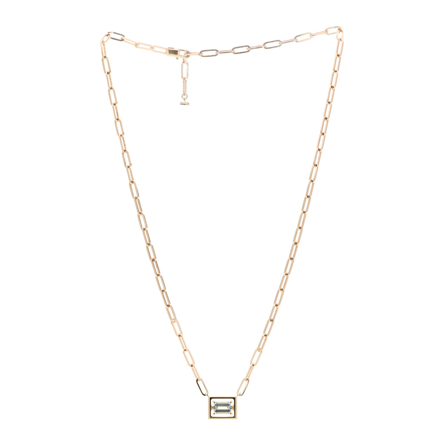 Tiffany 18K Yellow Gold Aquamarine Jewel Box Pendant Necklace 3 of 6