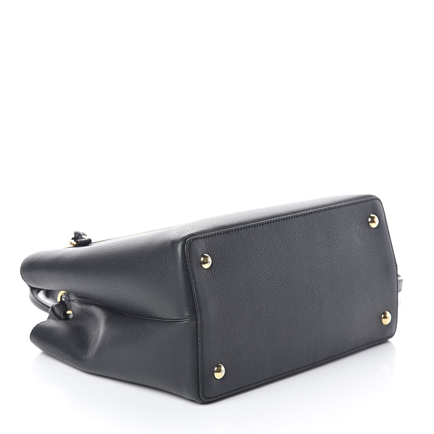 Fendi Vitello Dolce Century Petite 2Jours Tote Black Carbone 4 of 9