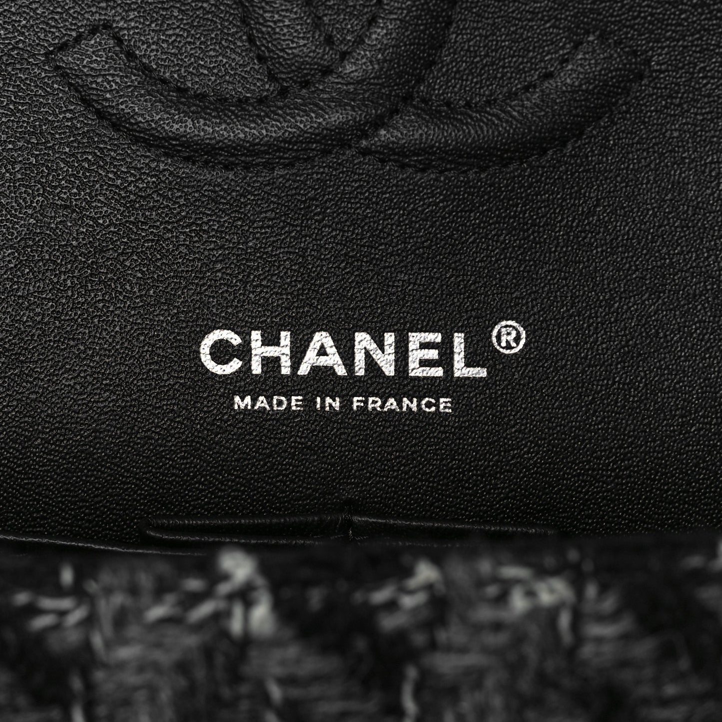 Tweed Medium Double Flap Black Grey