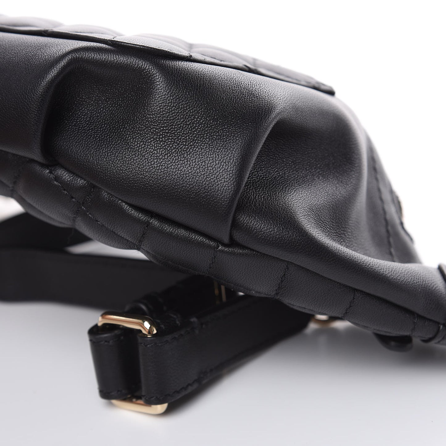 Lambskin Quilted Waist Bag Fanny Pack Black