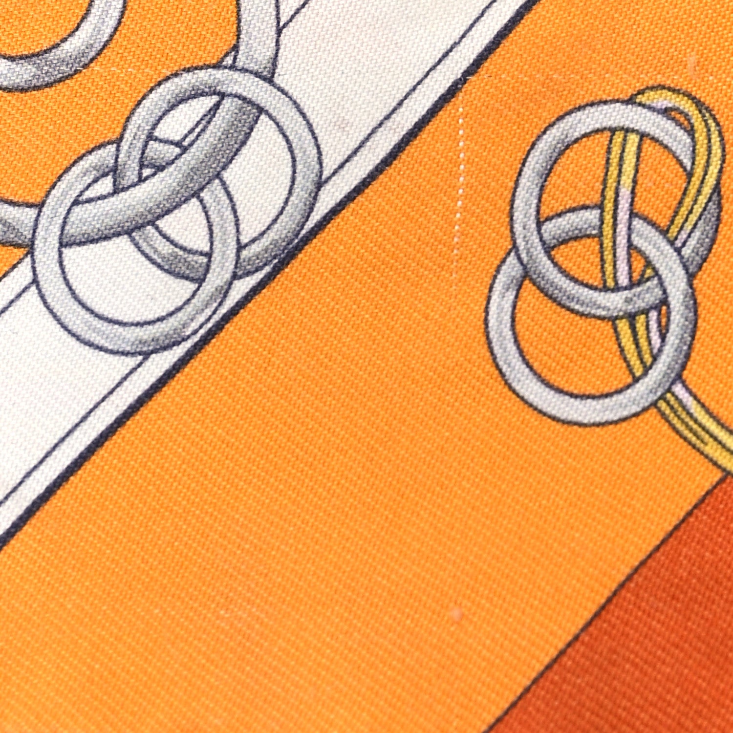 Hermes Silk Brides et Gris Twilly Orange Jaune Rose 5 of 5