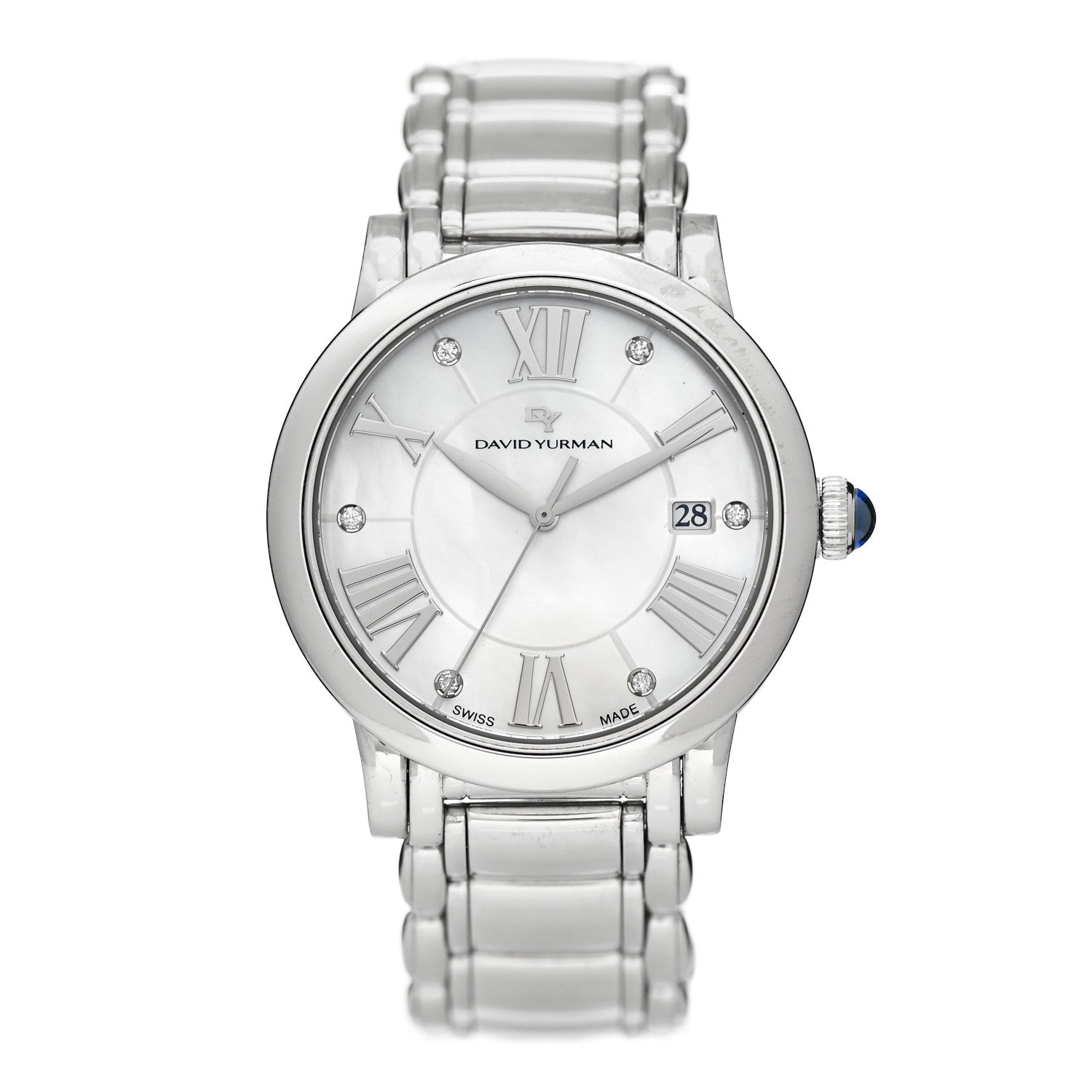 David Yurman Stainless Steel Diamond Mother of Pearl 38mm Classic Quartz Watch 1 of 5