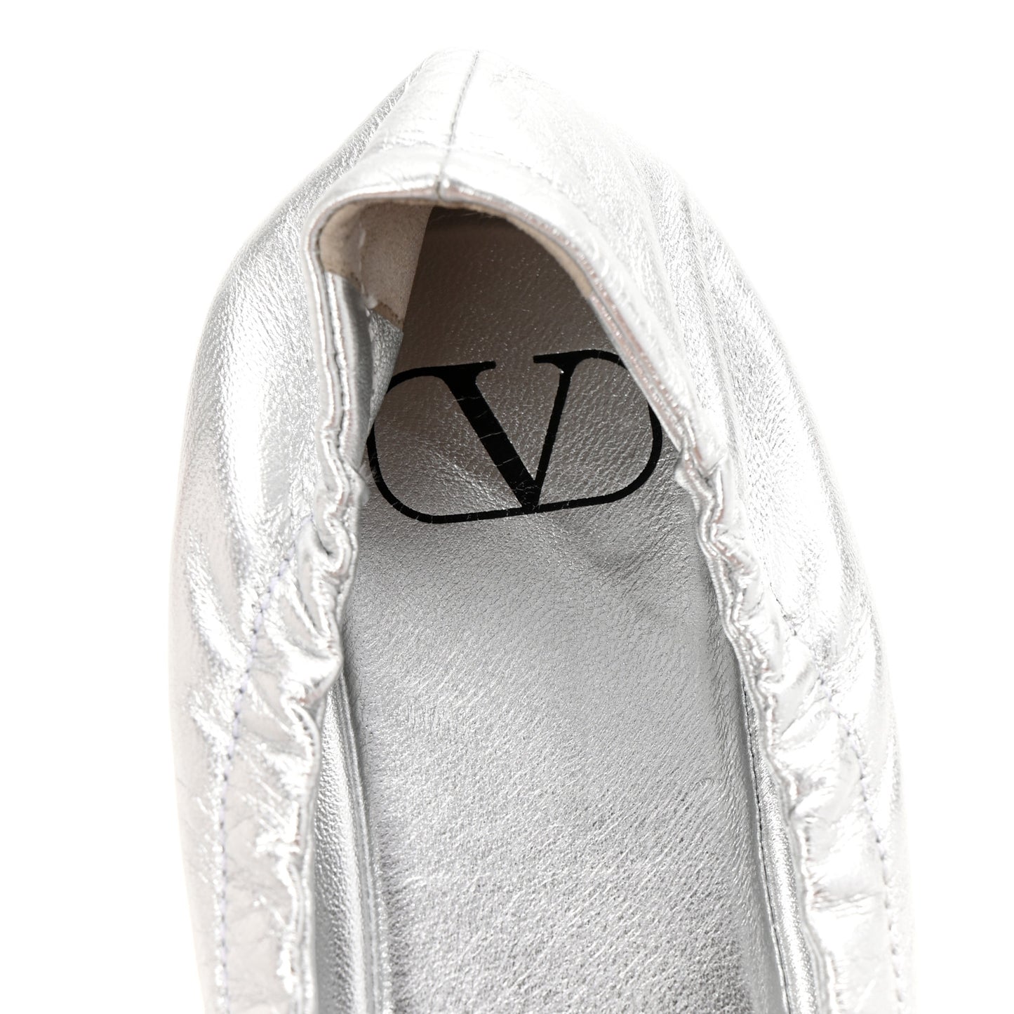 Metallic Calfskin Bow Ballerina Flats 38.5 Silver