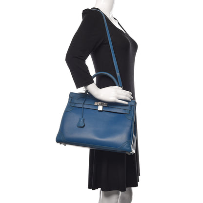 Hermes Swift Grain d'H Ghillies Kelly 35 Bleu Izmir 2 of 44