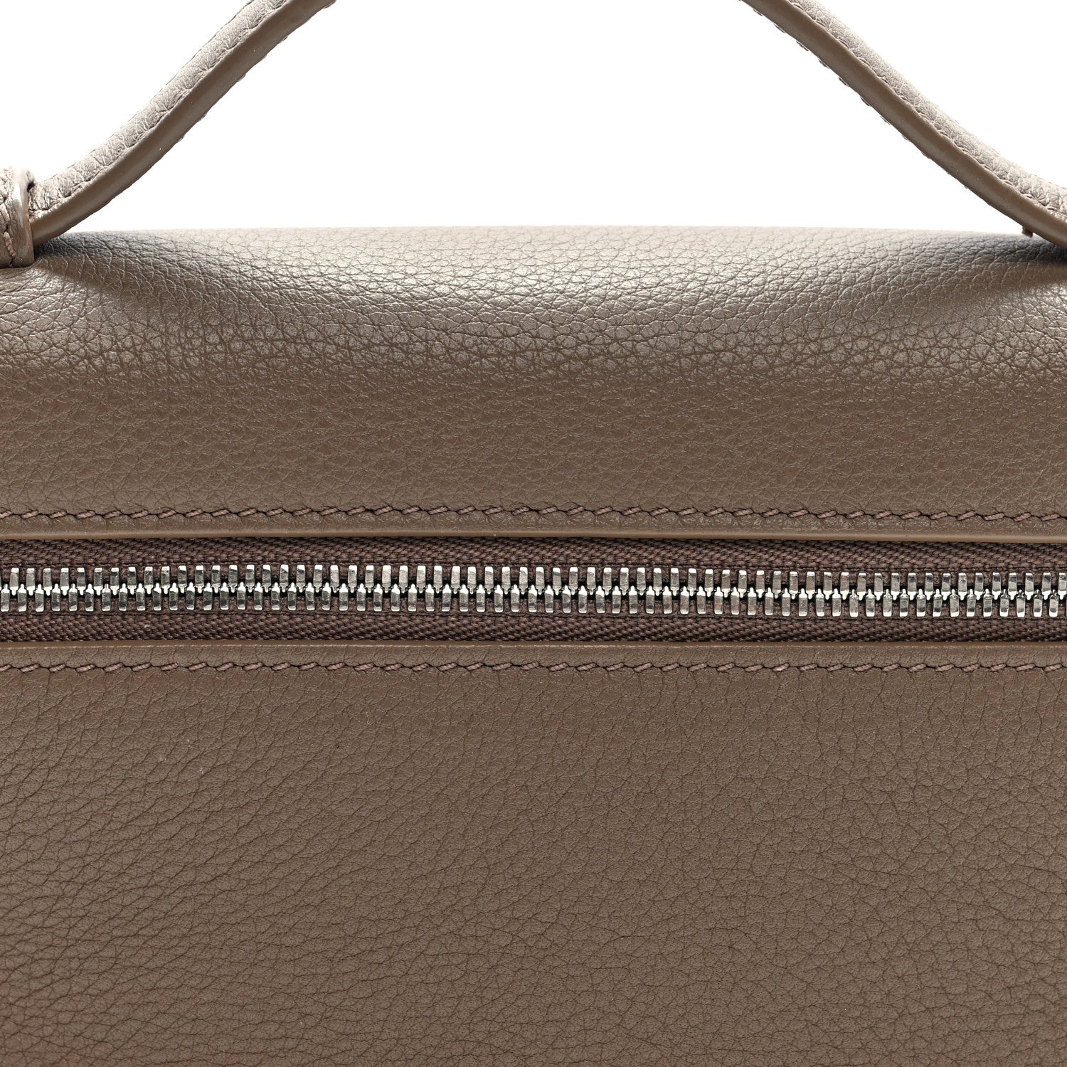 Loro Piana Grained Calfskin L19 Extra Pocket Pouch Warm Mastic 7 of 9