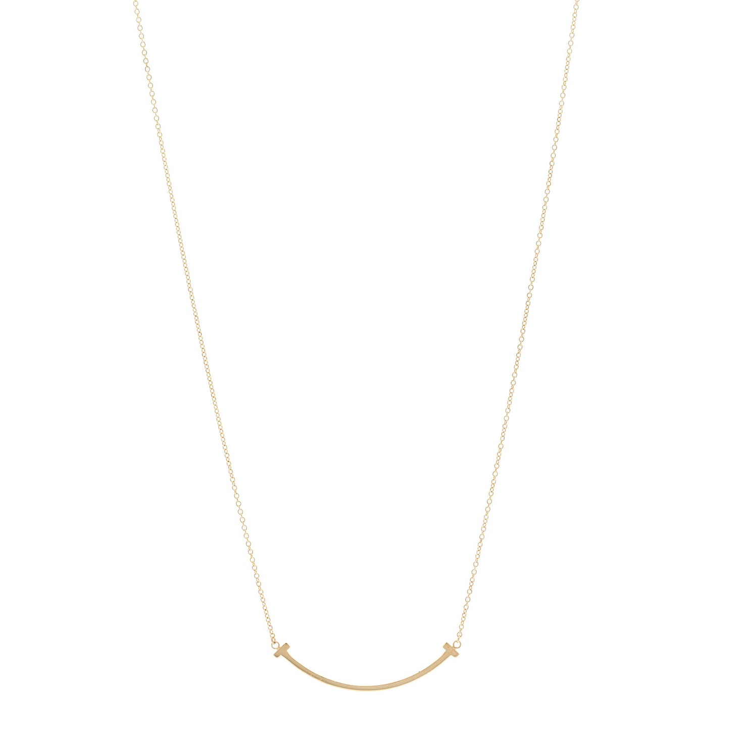 18K Yellow Gold Small T Smile Pendant Necklace
