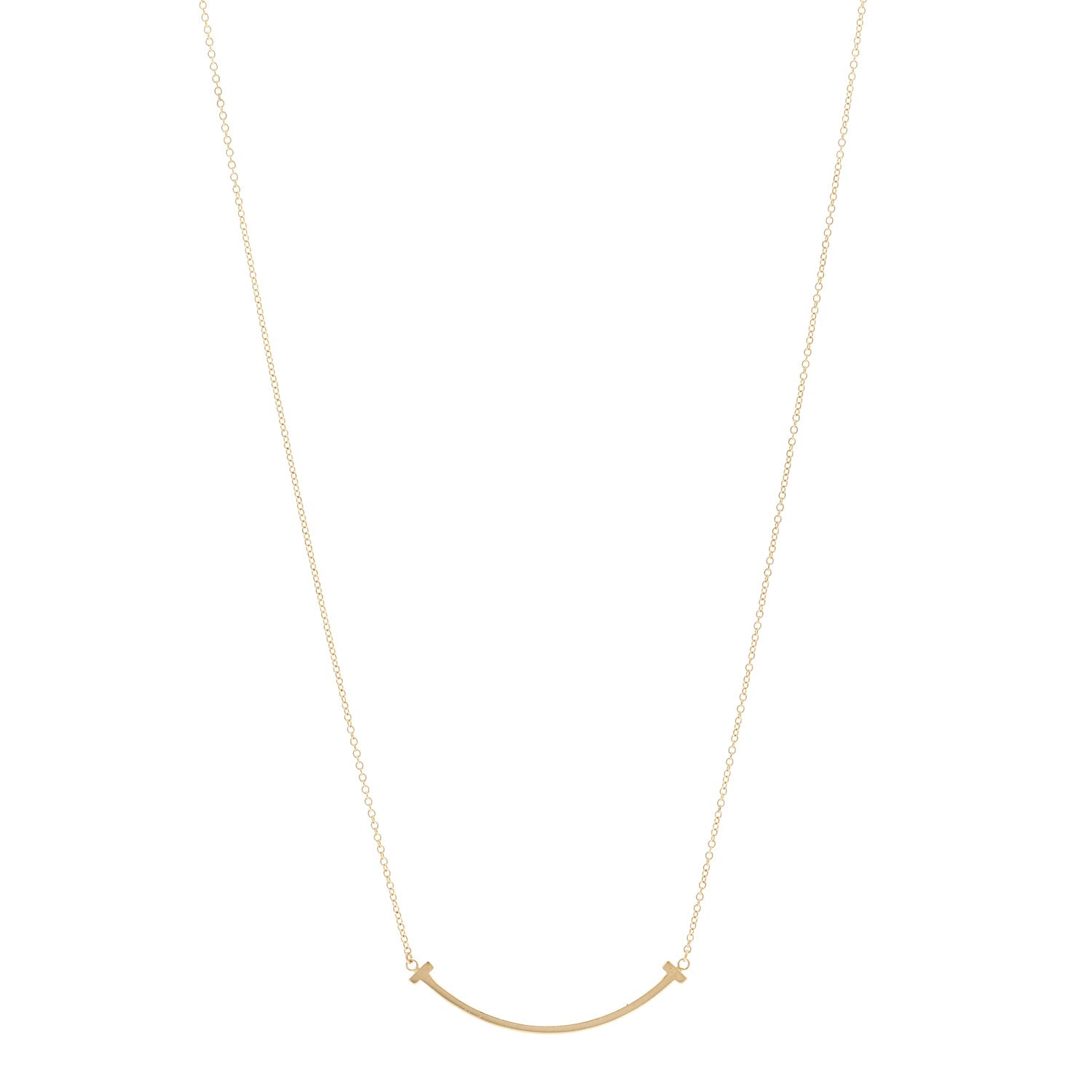 Tiffany 18K Yellow Gold Small T Smile Pendant Necklace 1 of 4