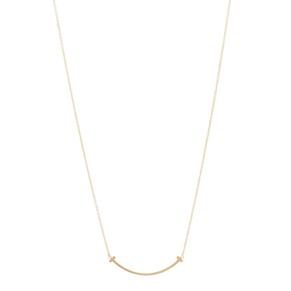 Tiffany 18K Yellow Gold Small T Smile Pendant Necklace 1 of 4