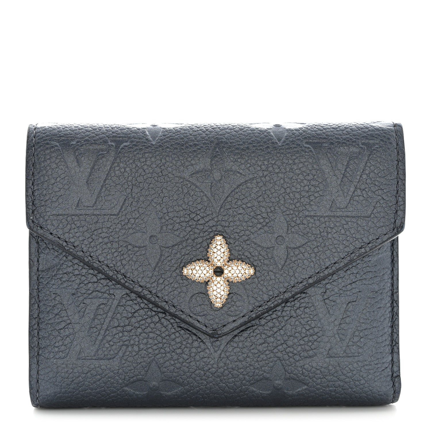 Louis Vuitton Empreinte Monogram Flower Victorine Wallet Navy Blue 1 of 10