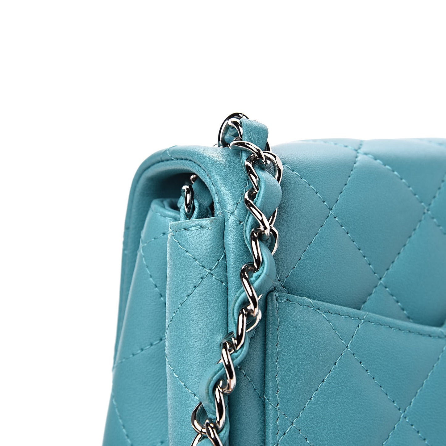 Lambskin Quilted Mini Square Flap Turquoise