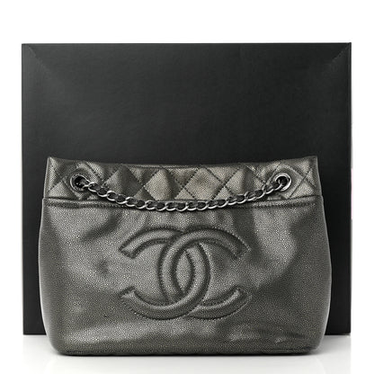 Chanel Metallic Caviar Quilted CC Timeless Tote Dark Silver 13 of 13