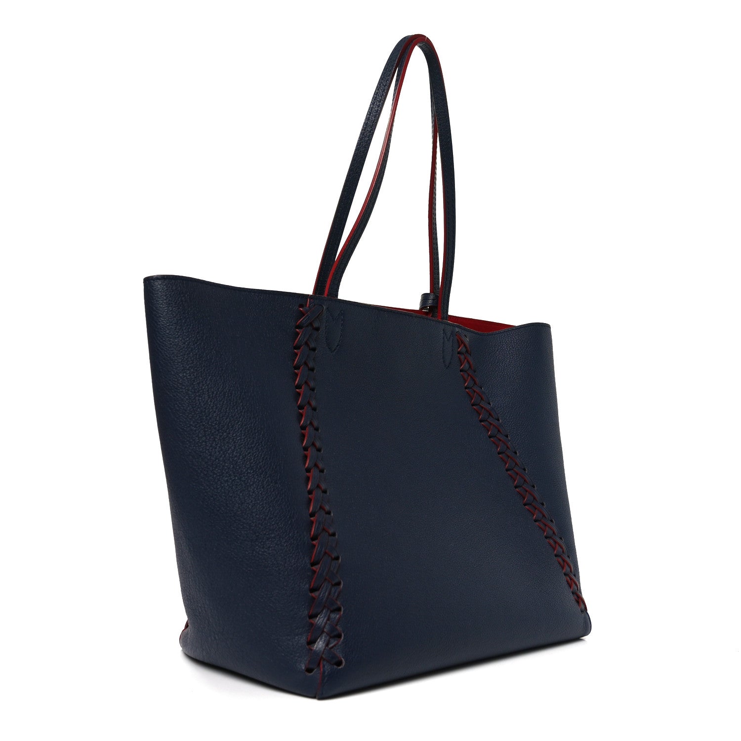 Louis Vuitton Calfskin Braided Lockme Cabas Marine Rouge 3 of 9