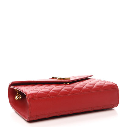 Saint Laurent Grain De Poudre Textured Mixed Matelasse Triquilt Medium Monogram Satchel New Red 4 of 10