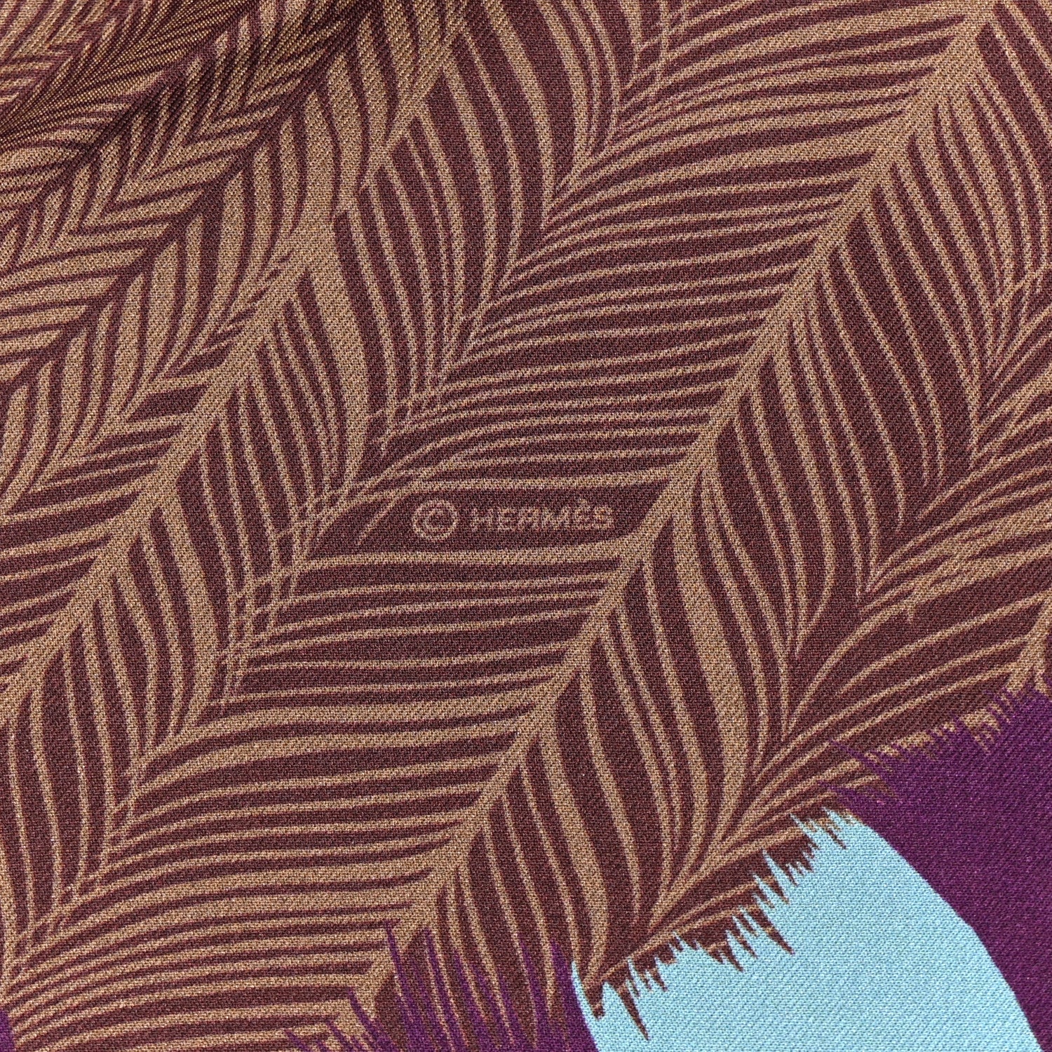 Hermes Silk Zebra Pegasus Maxi Twilly Prune Petrole Bleu 4 of 4