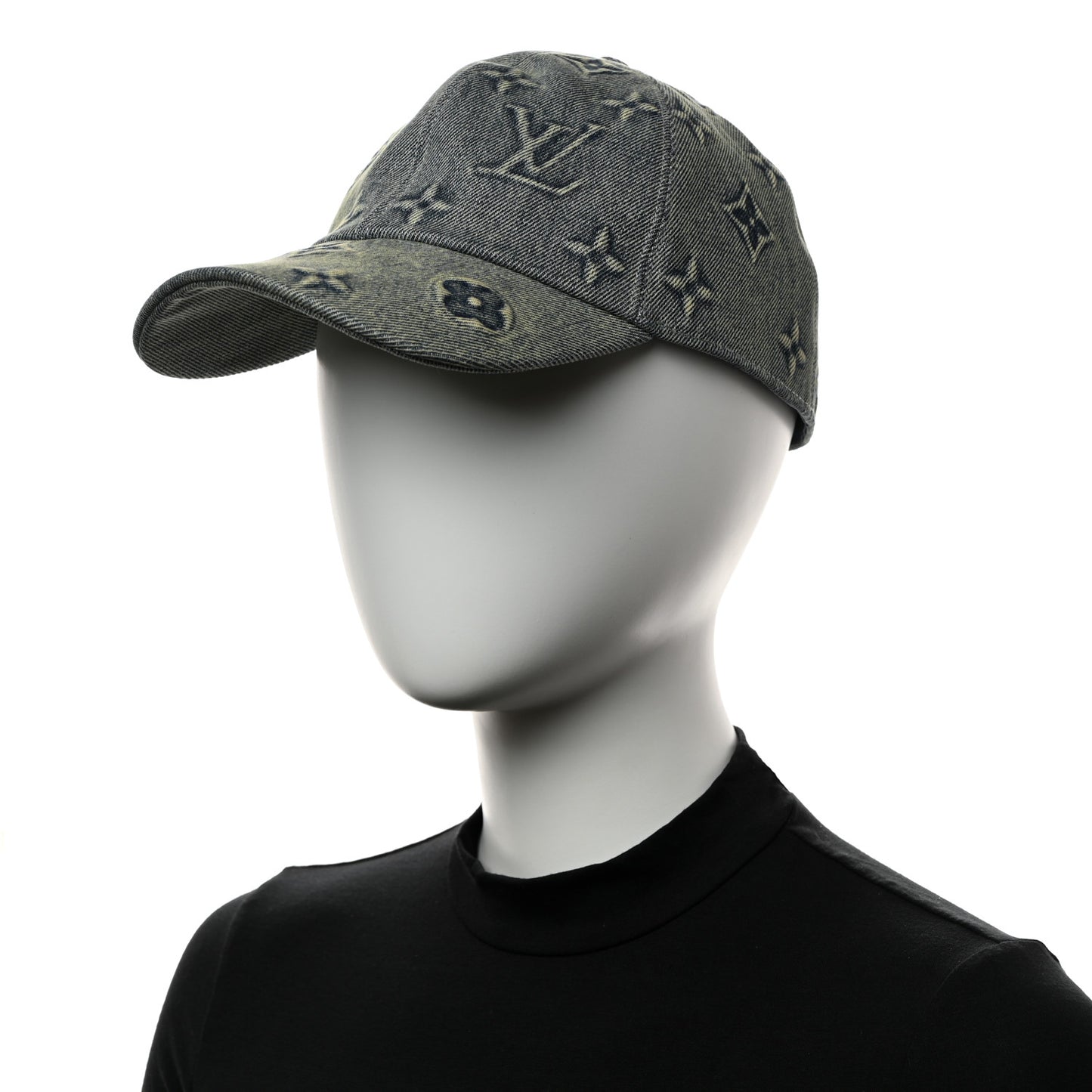 Monogram Washed Denim Cap L Blue