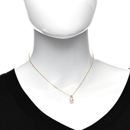 Mikimoto 18K Yellow Gold Diamond Akoya Pearl 7.5mm Drop Pendant Necklace 2 of 4