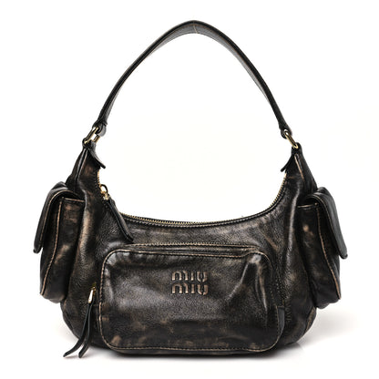 Miu Miu Distressed Nappa Pocket Bag  Sand Coffee 1 of 10