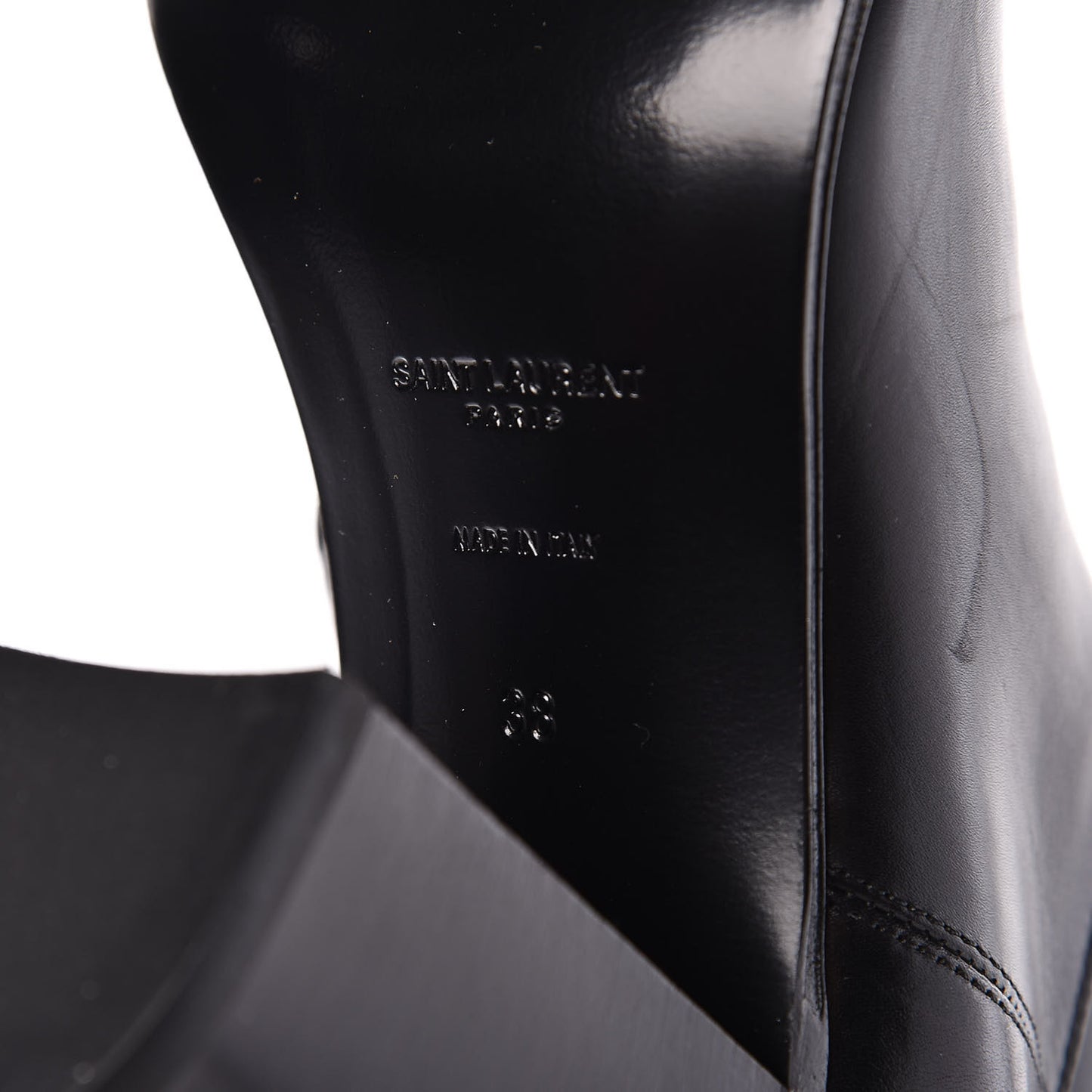 Smooth Calfskin Studded Strap French Boots 38 Black